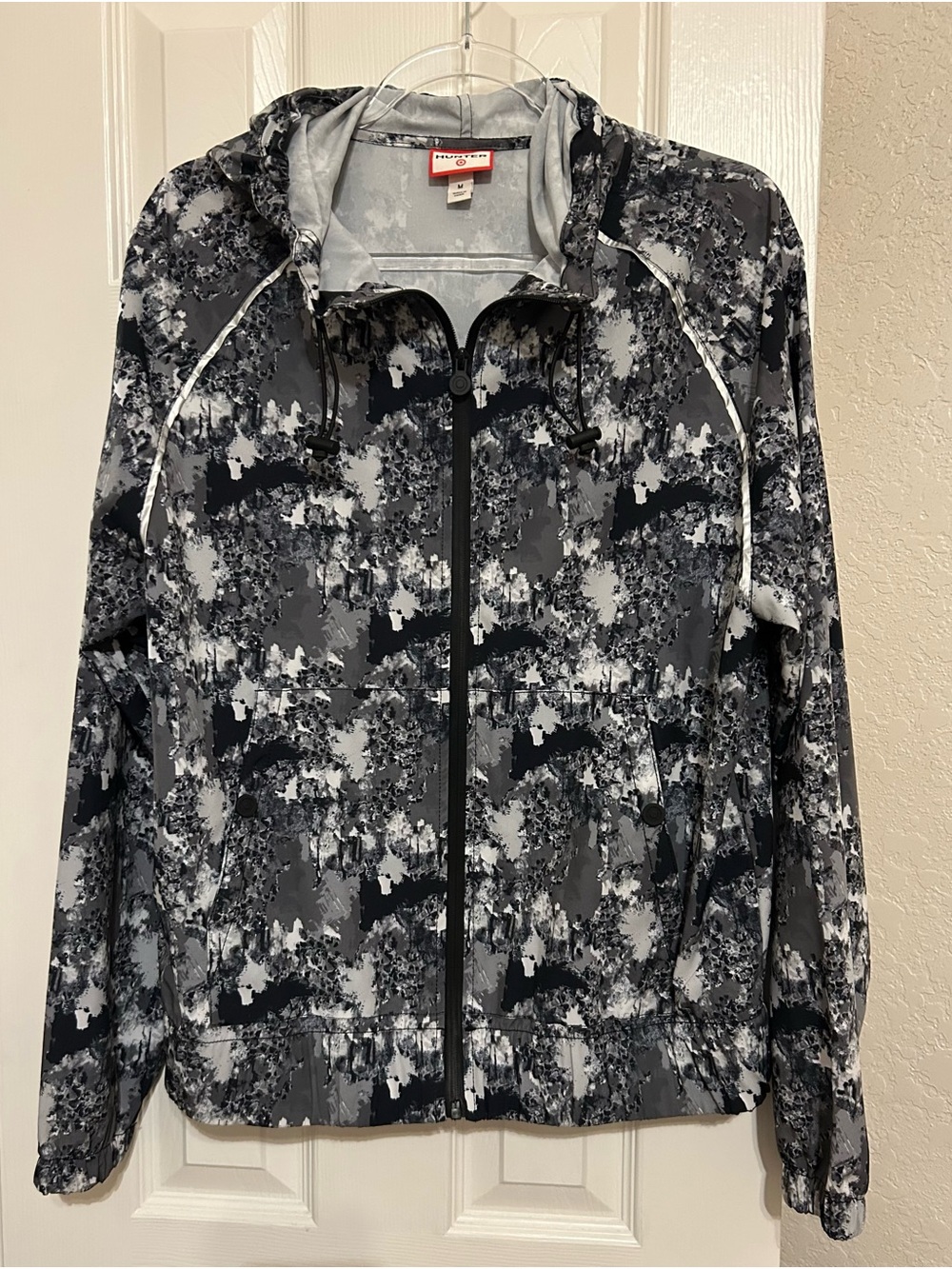 Hunter for Target Black & Gray Camo-Print Hooded Windbreaker Jacket